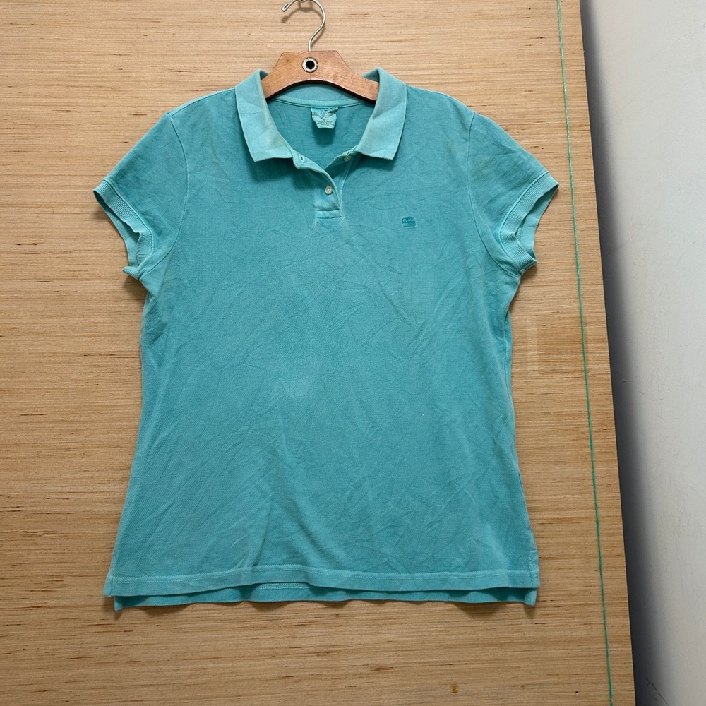 Polo Jeans Co Ralph Lauren Womens Teal Cotton Pique Short Sleeve Polo Shirt L